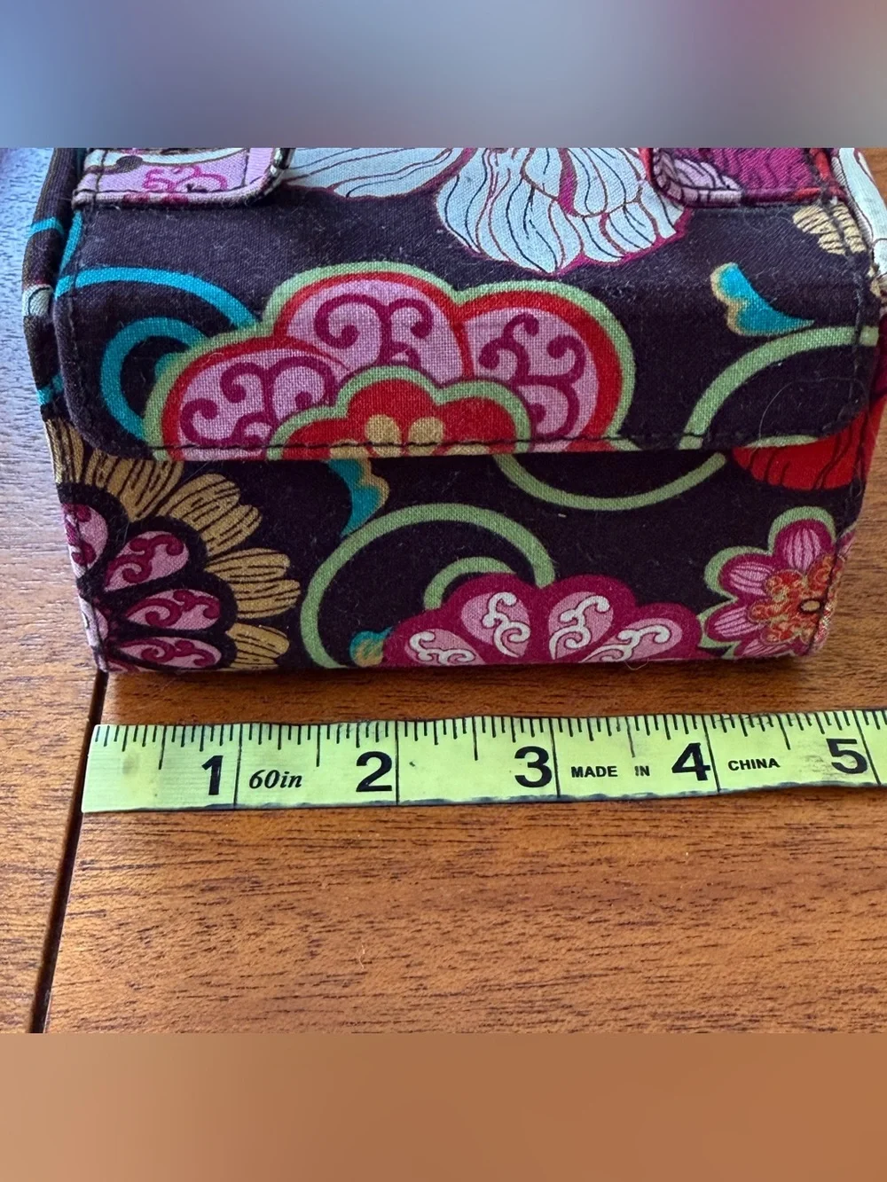 Retired Vera Bradley Mod Floral Pattern Jewelry Case Brown Pink Green Red White